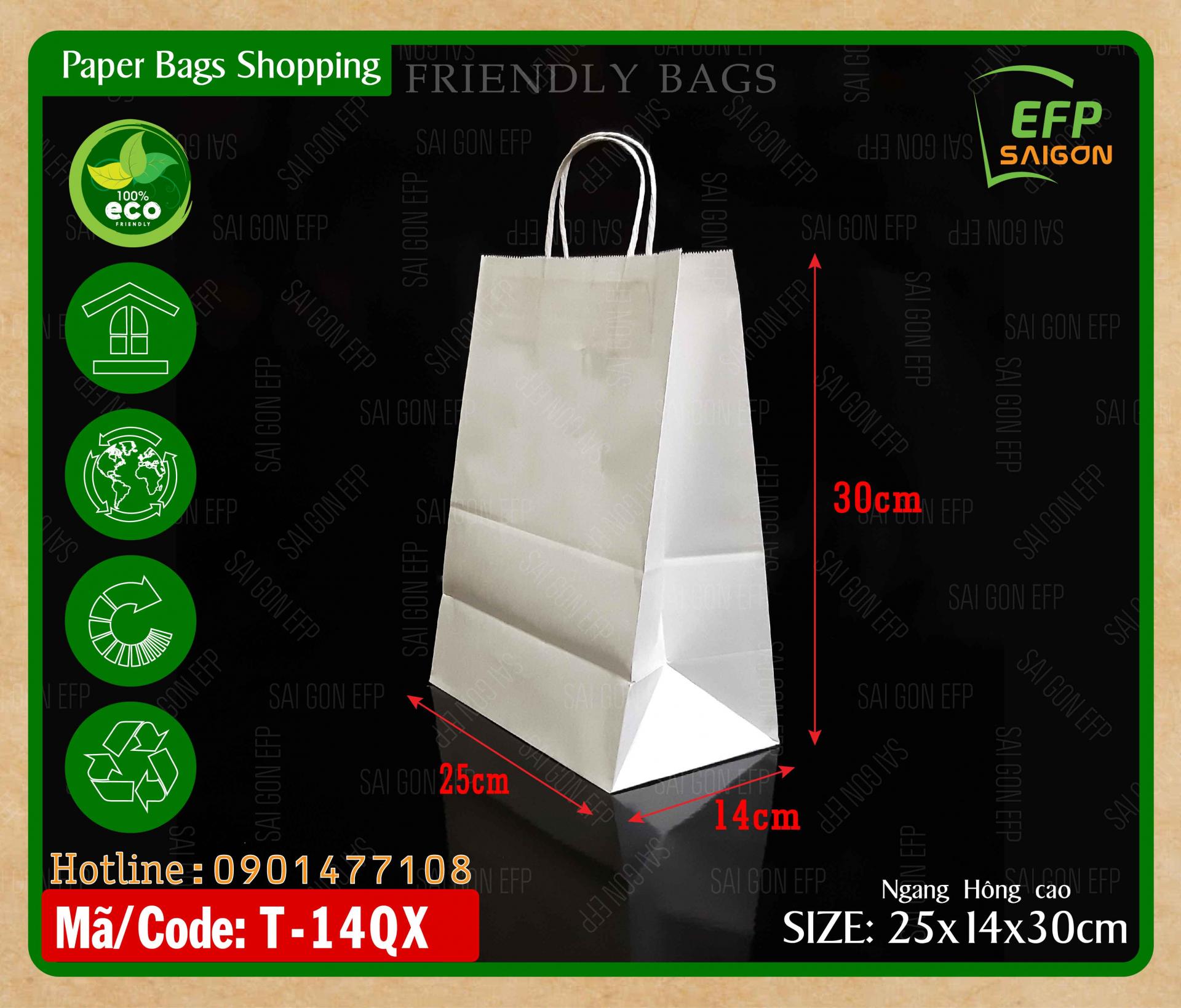 Túi giấy kraft trắng có quai xách shopping